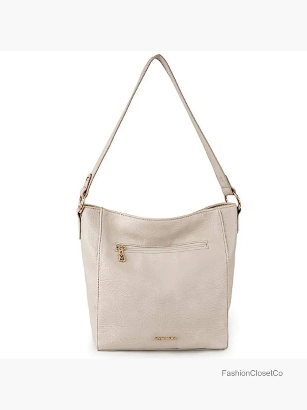 Faux Leather Hobo Bag with Zipper Closure and Shoulder Strap